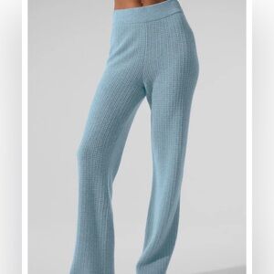 Alo Light Blue Waffle Knit Lounge Pants
